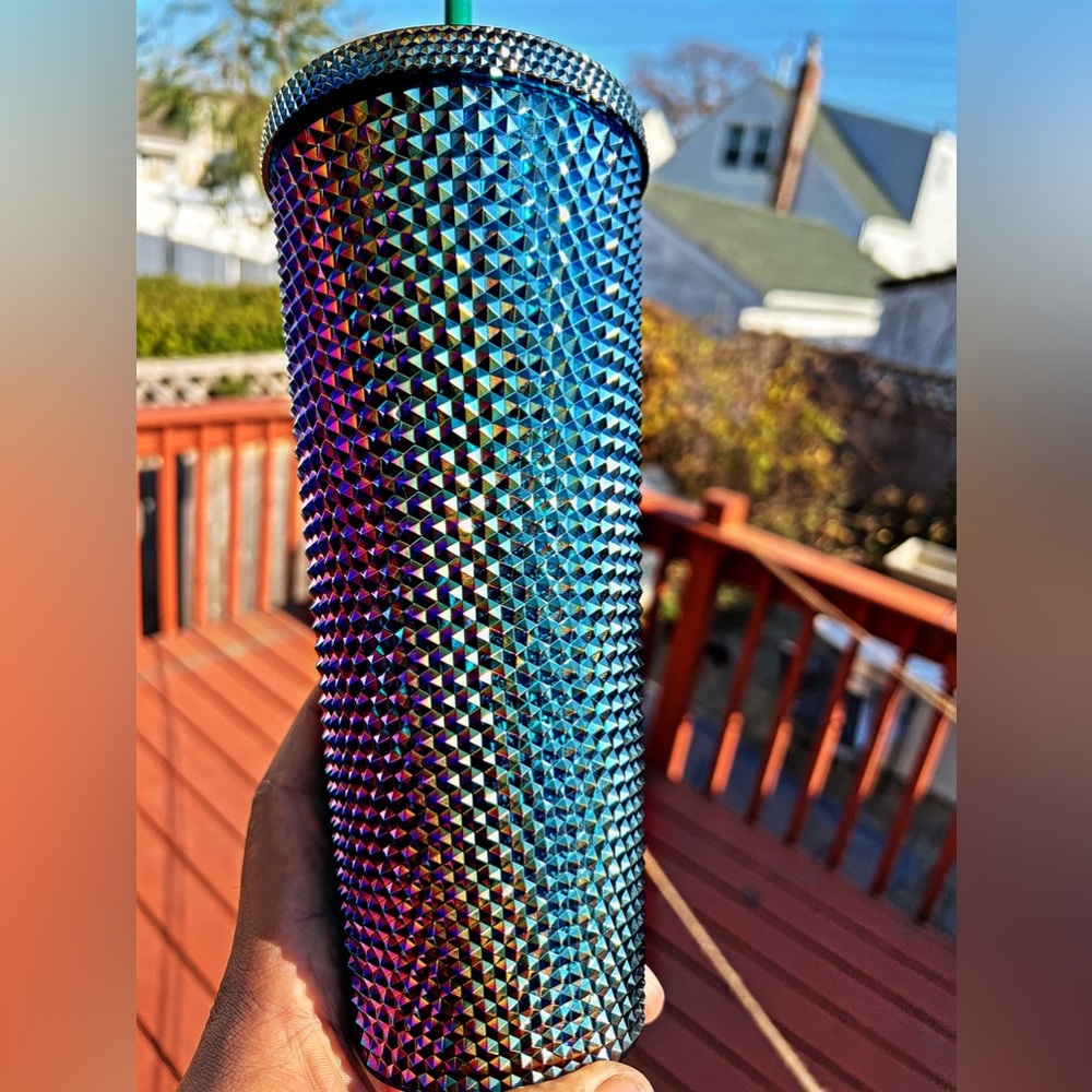 Starbucks Inspired 24oz Metallic Oil Slick Studded Tumbler